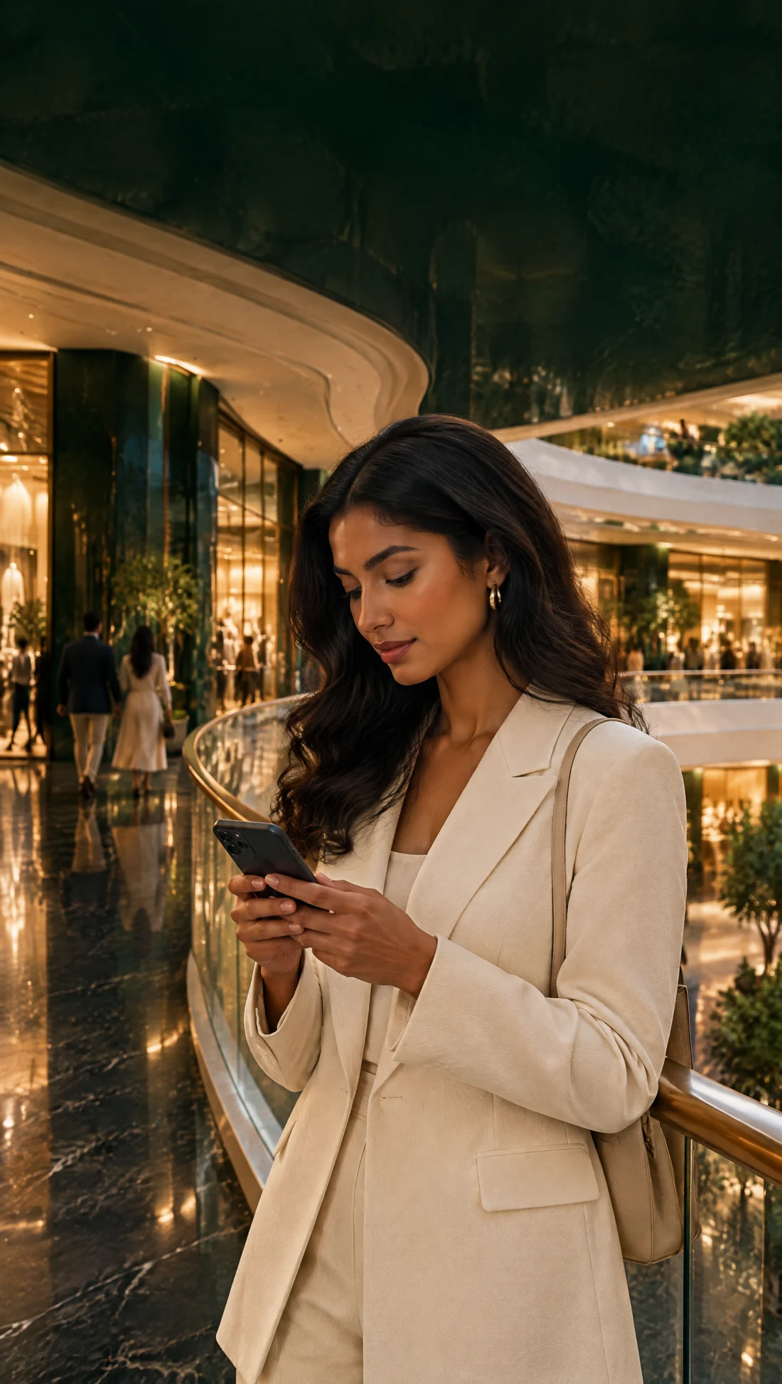 Conceptual shopper engaging with a retail campaign on her phone