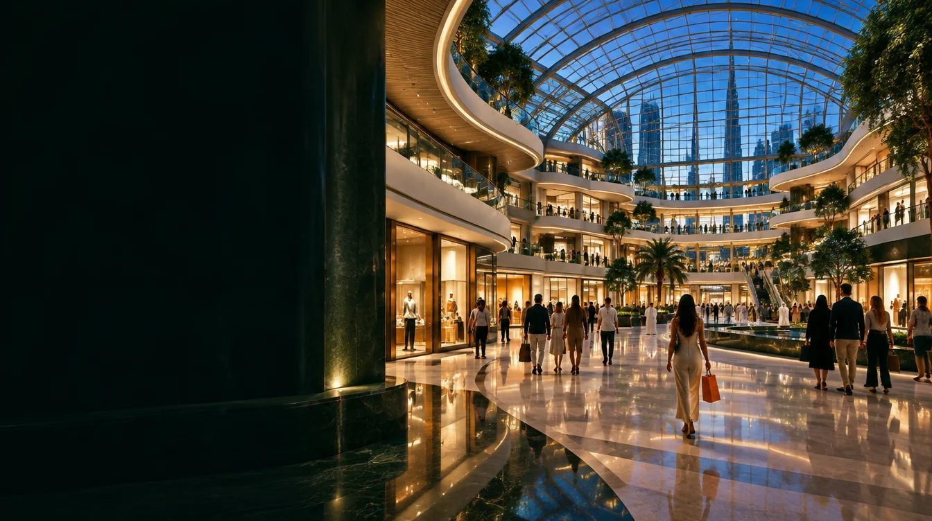 Illustrative stores connected within a large retail destination